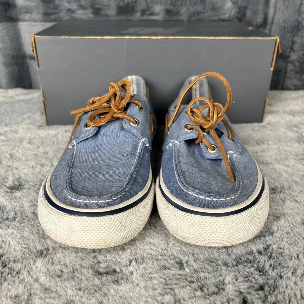 Sperry Top-Sider Bahama II Mens 8.5 Blue Denim Canvas Boat Shoes STS19247